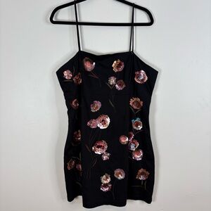 Anthropologie Maeve Brynne 3D Spaghetti-Strap Dress With Sequin Flowers Size 14